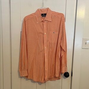 Vineyard Vines Men's Orange Checkered Shirt